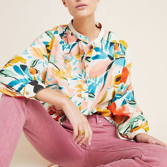 Anthropologie Poplin Blouse Sz S (NWT) - Picture 2 of 9